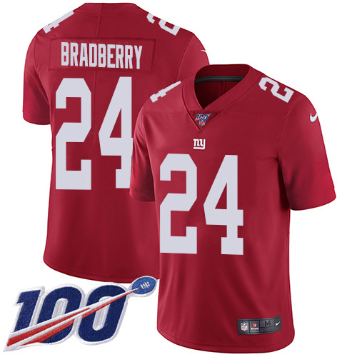 New York Giants #24 James Bradberry Red Alternate Men's Stitched 100th Season Vapor Untouchable Limited Jersey Men's