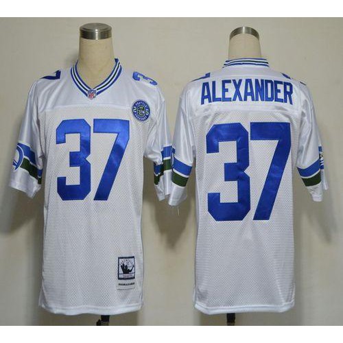 Mitchell And Ness Seattle Seahawks #37 Shaun Alexander White Stitched Throwback Jersey Men's