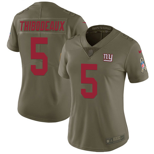 Giants #5 Kayvon Thibodeaux Olive Women's Stitched Limited 2017 Salute To Service Jersey