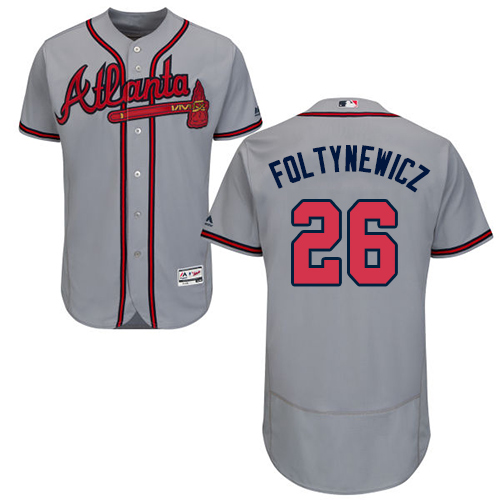 Atlanta Braves #26 Mike Foltynewicz Grey Flexbase Authentic Collection Stitched Jersey Men's