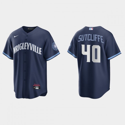 Chicago Chicago Cubs #40 Rick Sutcliffe Men's 2021 City Connect Fans Version Navy Jersey Men's