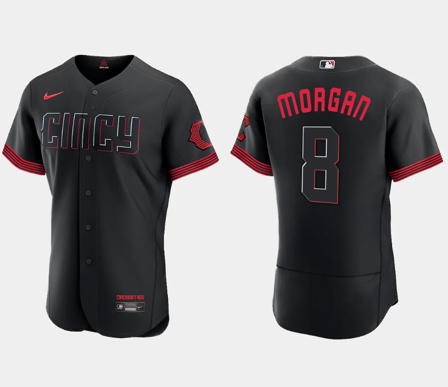 Men Joe Morgan Cincinnati Reds 2023 City Connect Authentic Jersey – Black