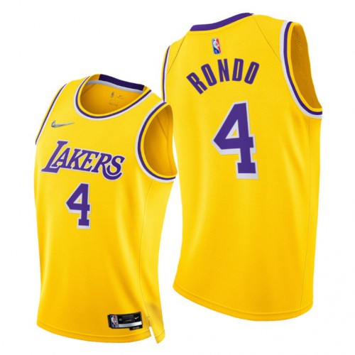 Los Angeles Lakers #4 Rajon Rondo Mens 2021-22 75th Diamond Anniversary Jersey Gold Mens