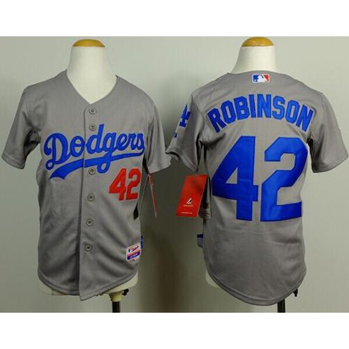 Los Angeles Dodgers #42 Jackie Robinson Grey Cool Base Stitched Youth Jersey Youth