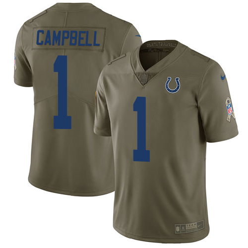 Colts #1 Parris Campbell Olive Men's Stitched Limited 2017 Salute To Service Jersey