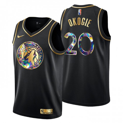 Minnesota Minnesota Timberwolves #20 Josh Okogie Mens Golden Edition Diamond Logo 2021/22 Swingman Jersey - Black Mens