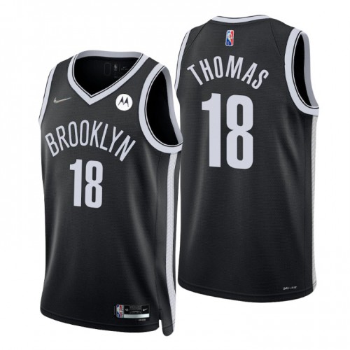Brooklyn Nets #18 Cameron Thomas Black Mens 2021-22 75th Anniversary Diamond Swingman Jersey - Icon Edition Mens