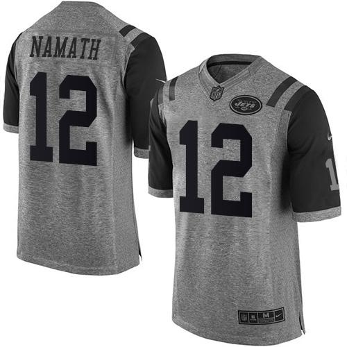 Jets #12 Joe Namath Gray Men's Stitched Limited Gridiron Gray Jersey