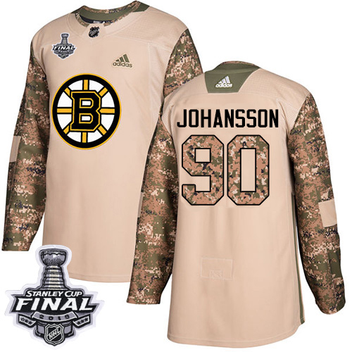 Adidas Boston Bruins #90 Marcus Johansson Camo Authentic 2017 Veterans Day 2019 Stanley Cup Final Stitched Jersey Men's