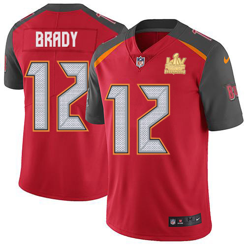 Buccaneers #12 Tom Brady Red Team Color Youth Super Bowl LV Champions Stitched Vapor Untouchable Limited Jersey