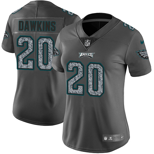Eagles #20 Brian Dawkins Gray Static Women's Stitched Vapor Untouchable Limited Jersey