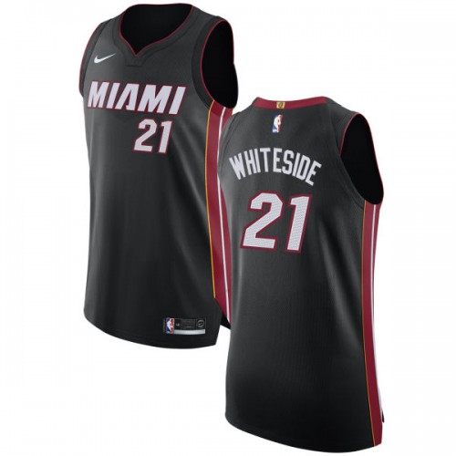 Miami Heat #21 Hassan Whiteside Black Authentic Icon Edition Jersey Mens