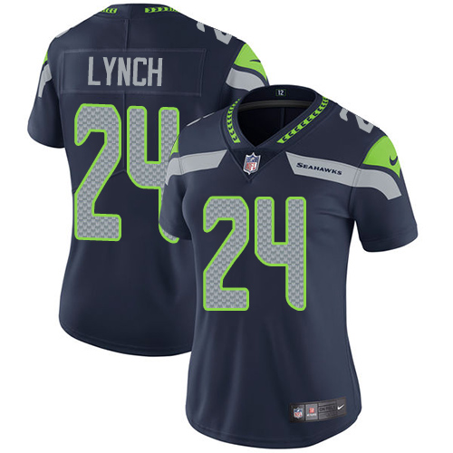 Seattle Seahawks #24 Marshawn Lynch Steel Blue Team Color Women's Stitched Vapor Untouchable Limited Jersey Womens