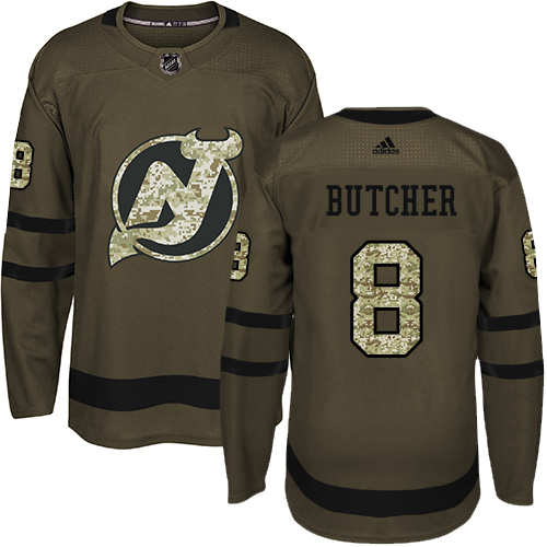 Adidas New Jersey Devils #8 Will Butcher Green Salute to Service Stitched Jersey Men's