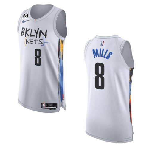 Brooklyn Brooklyn Nets #8 Patty Mills White 2022-23 Authentic Jersey - City Edition Mens