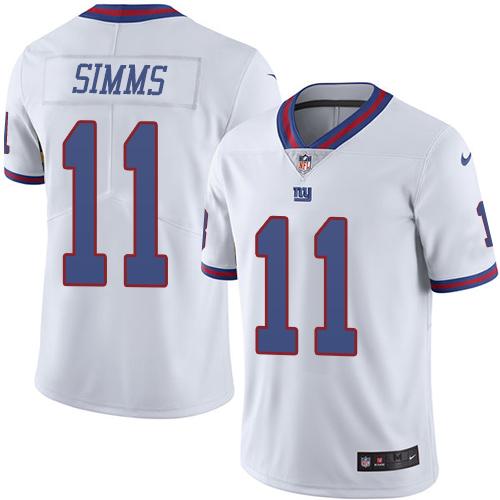 New York Giants #11 Phil Simms White Youth Stitched Limited Rush Jersey Youth