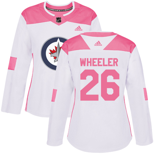 Adidas Winnipeg Jets #26 Blake Wheeler White/Pink Authentic Fashion Women's Stitched Jersey Womens