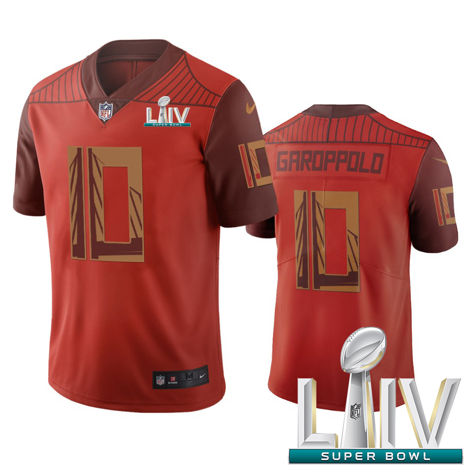 San Francisco 49ers #10 Jimmy Garoppolo Orange Super Bowl LIV 2020 Vapor Limited City Edition Jersey