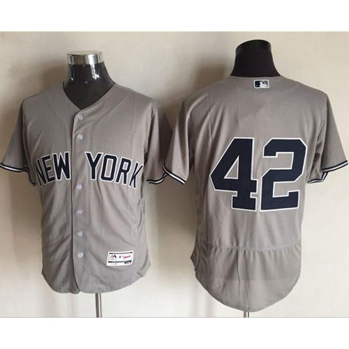 New York Yankees #42 Mariano Rivera Grey Flexbase Authentic Collection Stitched Jersey Men's