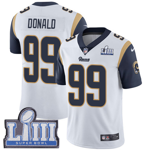 Rams #99 Aaron Donald White Super Bowl LIII Bound Men's Stitched Vapor Untouchable Limited Jersey