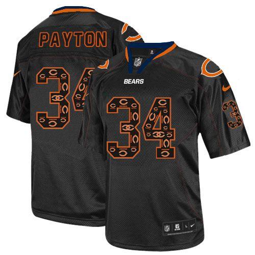 Bears #34 Walter Payton New Lights Out Black Men's Stitched Elite Jersey