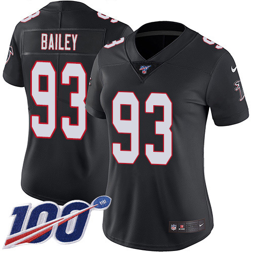 Atlanta Falcons #93 Allen Bailey Black Alternate Women's Stitched 100th Season Vapor Untouchable Limited Jersey Womens