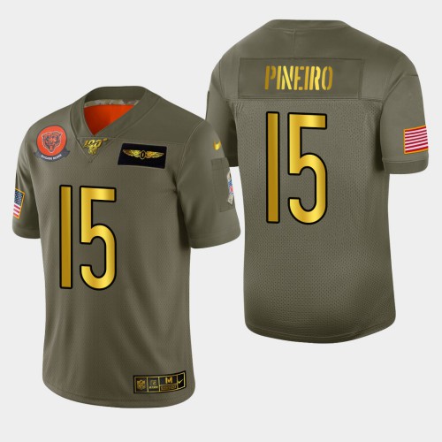 Chicago Chicago Bears #15 Eddy Pineiro Men's Olive Gold 2019 Salute to Service Limited 100 Jersey Men's