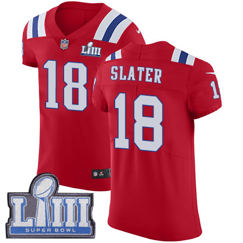 Patriots #18 Matt Slater Red Alternate Super Bowl LIII Bound Men's Stitched Vapor Untouchable Elite Jersey