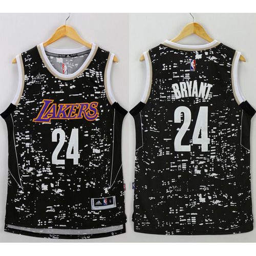 Los Angeles Lakers #24 Kobe Bryant Black City Light Stitched Jersey Mens
