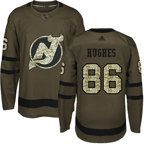 Adidas New Jersey Devils #86 Jack Hughes Green Salute to Service Stitched Youth Jersey Youth