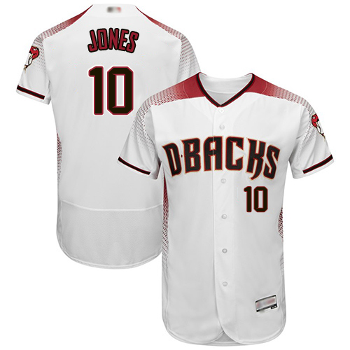 Arizona Diamondbacks #10 Adam Jones White/Crimson Flexbase Authentic Collection Stitched Jersey Men's