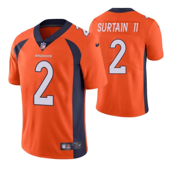 Broncos #2 Patrick Surtain II Orange Team Color Men's Stitched Vapor Untouchable Limited Jersey
