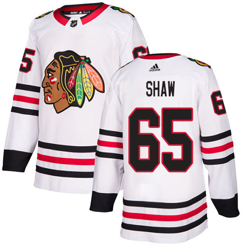 Adidas Chicago Blackhawks #65 Andrew Shaw White Road Authentic Stitched Jersey Men's