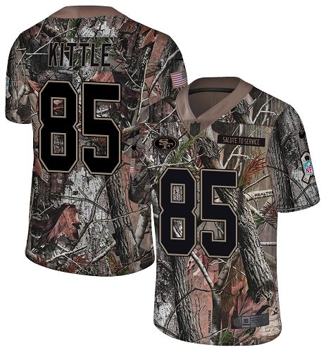 49ers #85 George Kittle Camo Youth Stitched Limited Rush Realtree Jersey