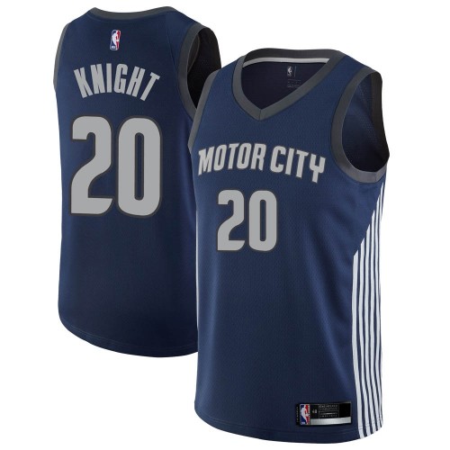 Detroit Pistons #20 Brandon Knight Navy Youth Swingman City Edition Jersey Youth