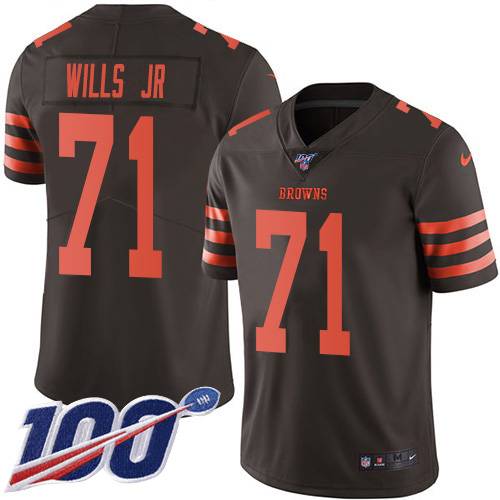 Cleveland Browns #71 Jedrick Wills JR Brown Men's Stitched Limited Rush 100th Season Jersey Men's