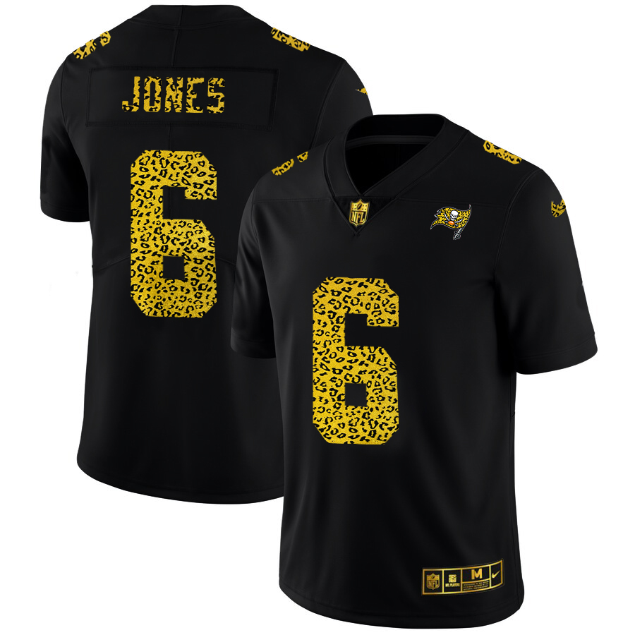 Tampa Bay Buccaneers #6 Julio Jones Men's Leopard Print Fashion Vapor Limited Jersey Black