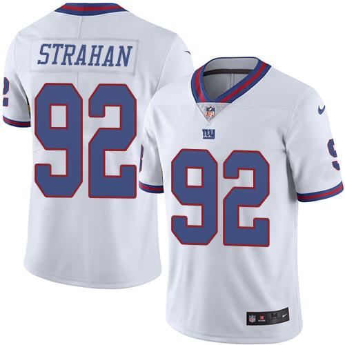 Giants #92 Michael Strahan White Men's Stitched Limited Rush Jersey