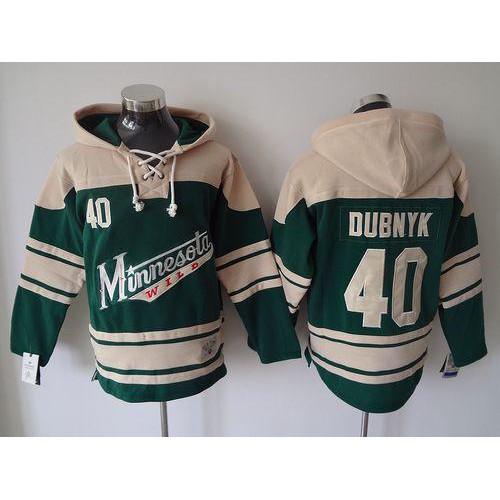 Minnesota Wild #40 Devan Dubnyk Green Sawyer Hooded Sweatshirt Stitched Jersey Men's