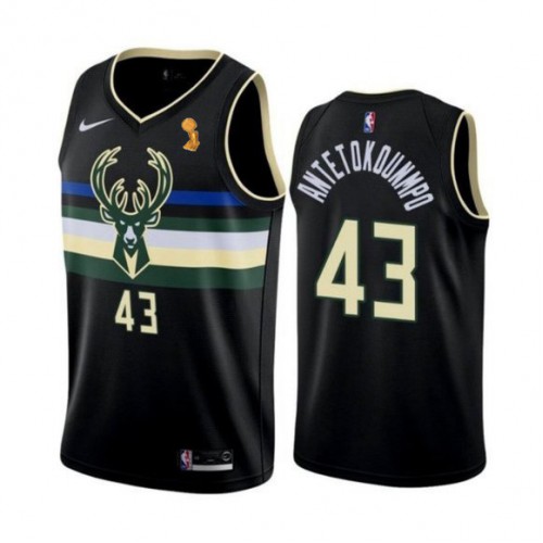 Milwaukee Bucks #43 Thanasis Antetokounmpo 2021 Finals Champions Swingman Statement Edition Jersey Black Mens