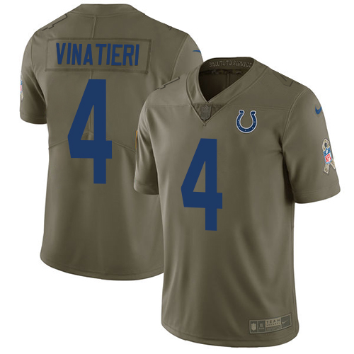 Indianapolis Colts #4 Adam Vinatieri Olive Youth Stitched Limited 2017 Salute to Service Jersey Youth