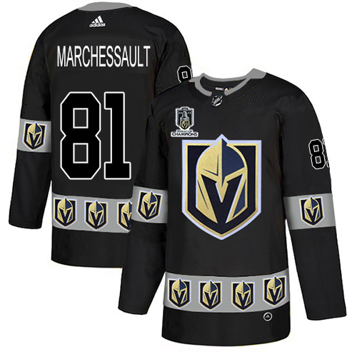 Adidas Golden Knights #81 Jonathan Marchessault Black 2023 Stanley Cup Champions Authentic Team Logo Fashion Stitched Jerseys