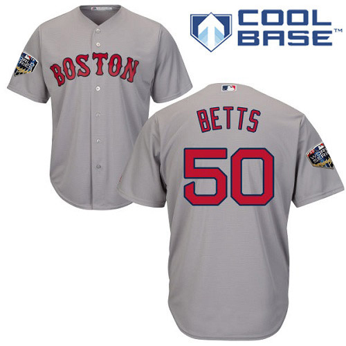 Boston Red Sox #50 Mookie Betts Grey New Cool Base 2018 World Series Stitched Jersey Men's