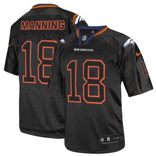 Broncos #18 Peyton Manning Lights Out Black Youth Stitched Elite Jersey