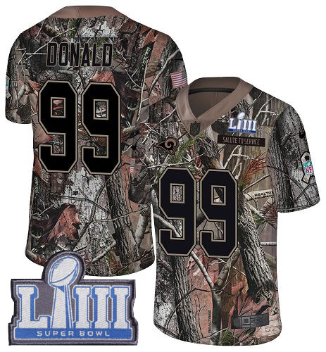 Rams #99 Aaron Donald Camo Super Bowl LIII Bound Youth Stitched Limited Rush Realtree Jersey