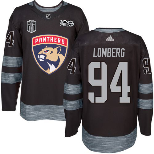 Adidas Panthers #94 Ryan Lomberg Black 2023 Stanley Cup Final Patch 100th Anniversary Stitched Youth Jersey