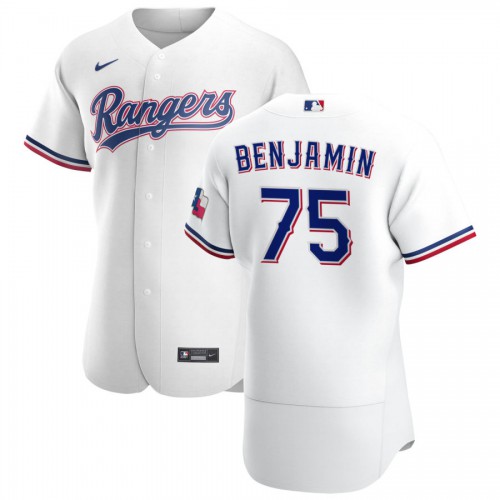 Texas Texas Rangers #75 Wes Benjamin Men's White Home 2020 Authentic Player Jersey Men's