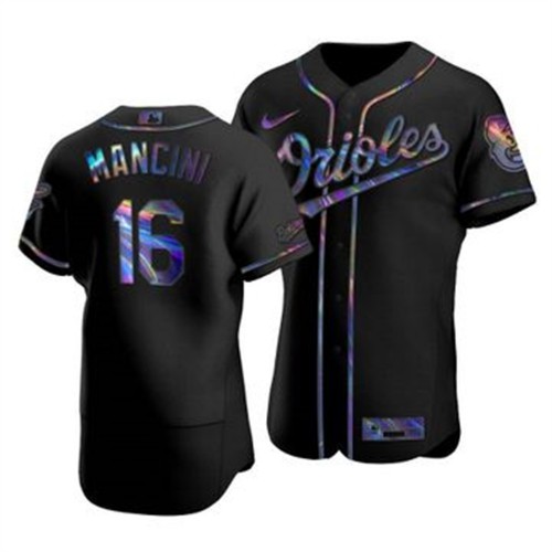 Baltimore Baltimore Orioles #16 Trey Mancini Men's Iridescent Holographic Collection Jersey - Black Men's