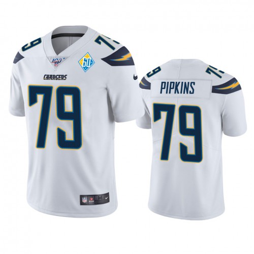 Los Angeles Los Angeles Chargers #79 Trey Pipkins White 60th Anniversary Vapor Limited Jersey Men's