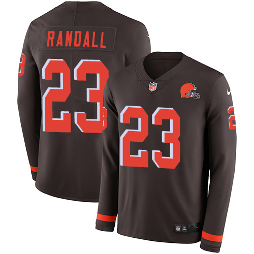Cleveland Browns #23 Damarious Randall Brown Team Color Men's Stitched Limited Therma Long Sleeve Jersey Men's
